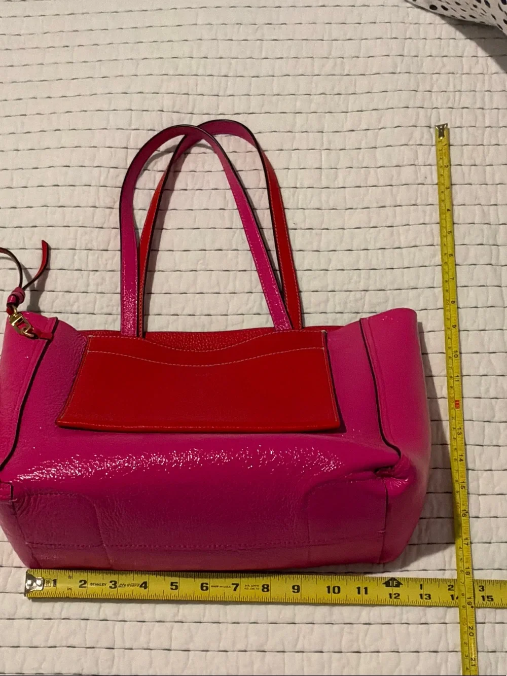 Tory Burch Pink and Red Colorblock Leather Tote
